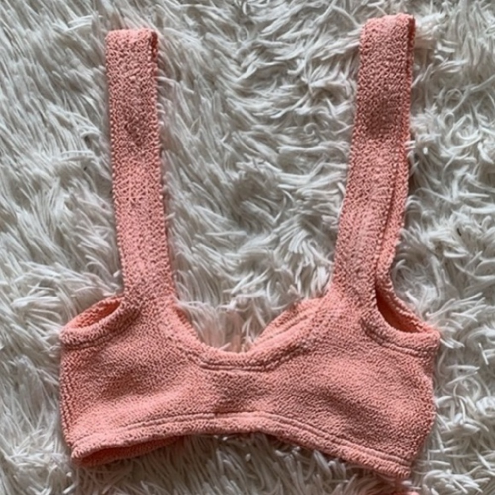 New Hunza g Bonnie bikini top in peach one size - Picture 4 of 4
